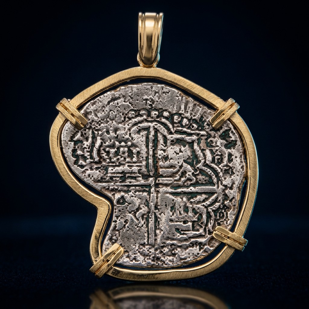 Atocha Coin Pendant No. 101 — gold frame
