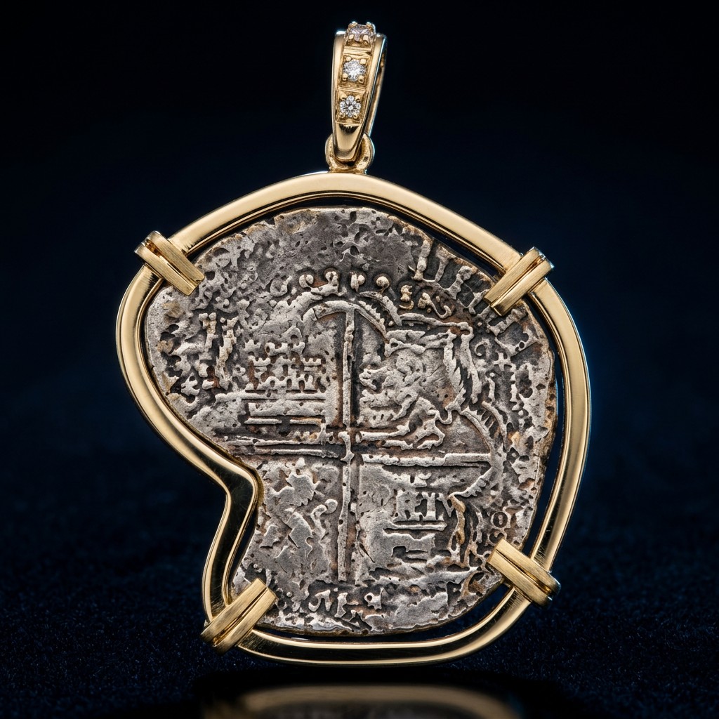 Atocha Coin Pendant No. 102 — gold frame