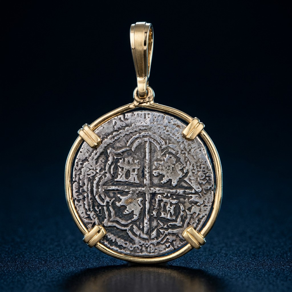 Atocha Coin Pendant No. 104 — gold frame