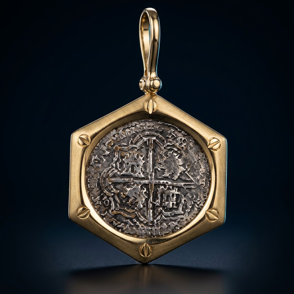 Atocha Coin Pendant No. 119 — gold frame