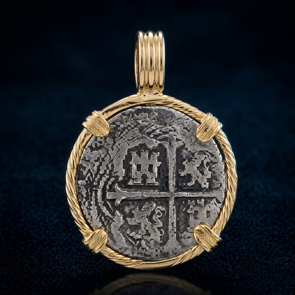 Atocha Coin Pendant No. 301 — gold frame