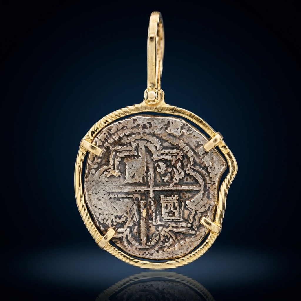 Atocha Coin Pendant No. 318 — gold frame
