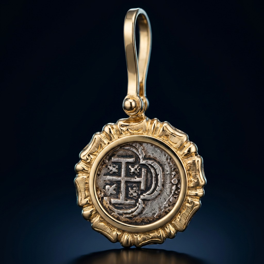 Atocha Coin Pendant No. 341 — gold frame