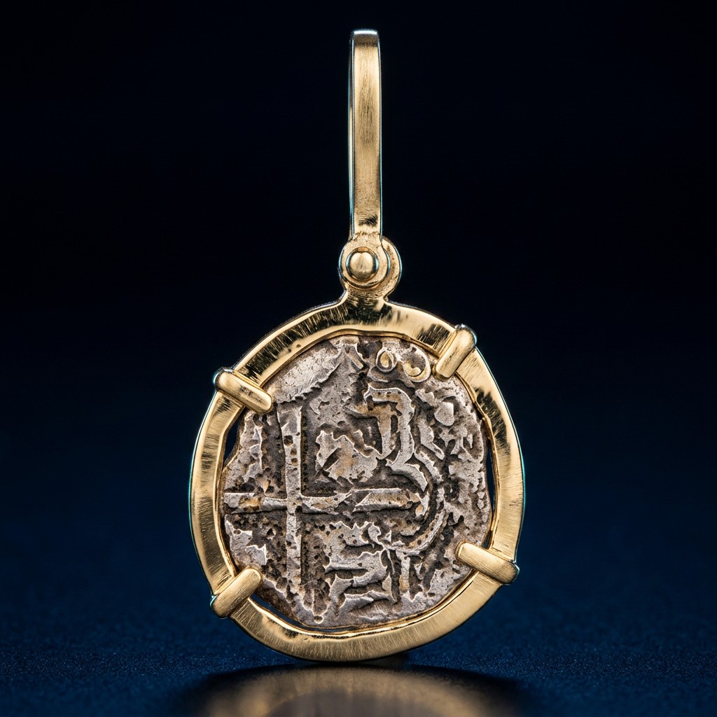 Atocha Coin Pendant No. 347 — gold frame