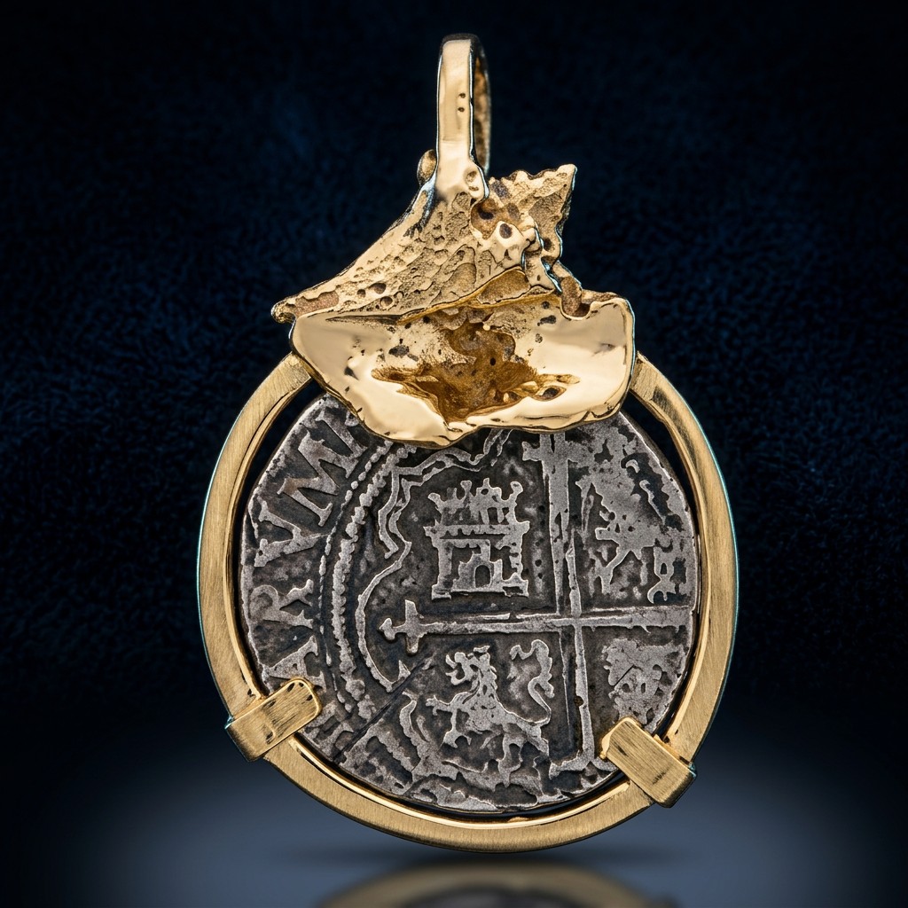 Atocha Coin Pendant No. 348 — gold frame