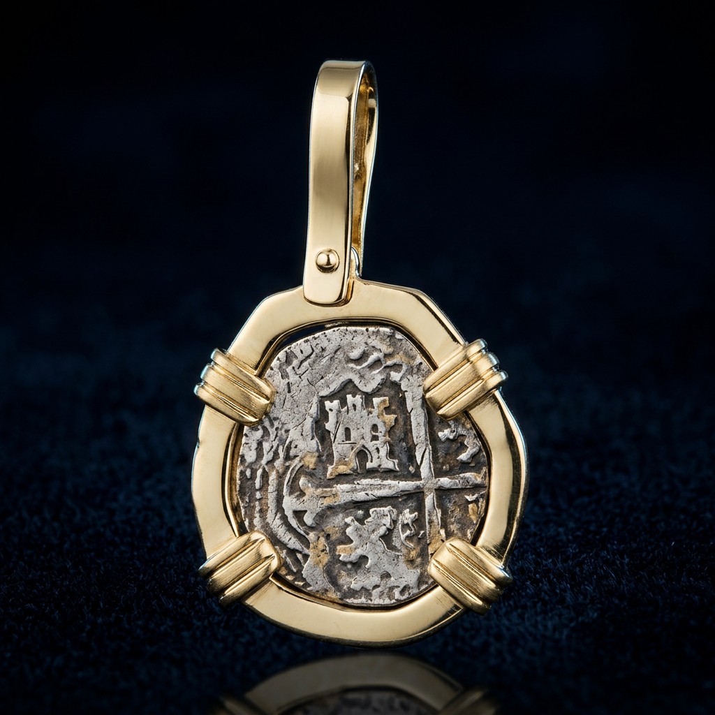 Atocha Coin Pendant No. 501 — gold frame