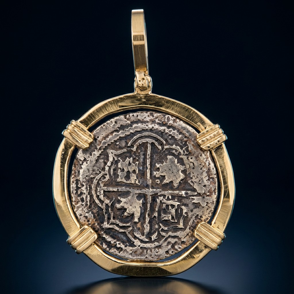 Atocha Coin Pendant No. 502 — gold frame