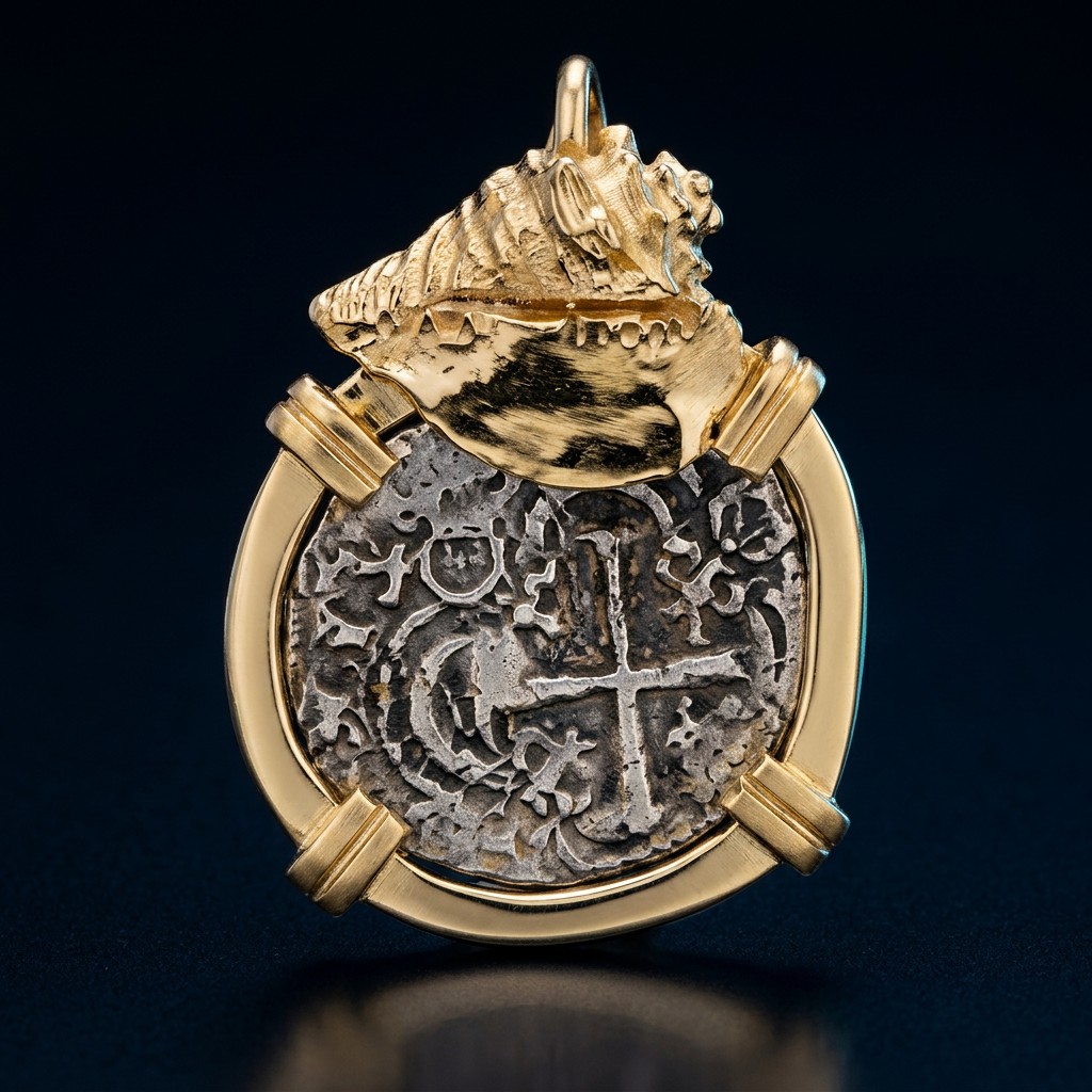 Atocha Coin Pendant No. 512 — gold frame